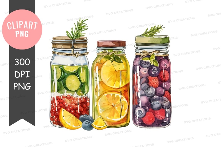 Preserved fruits and vegetables in jars