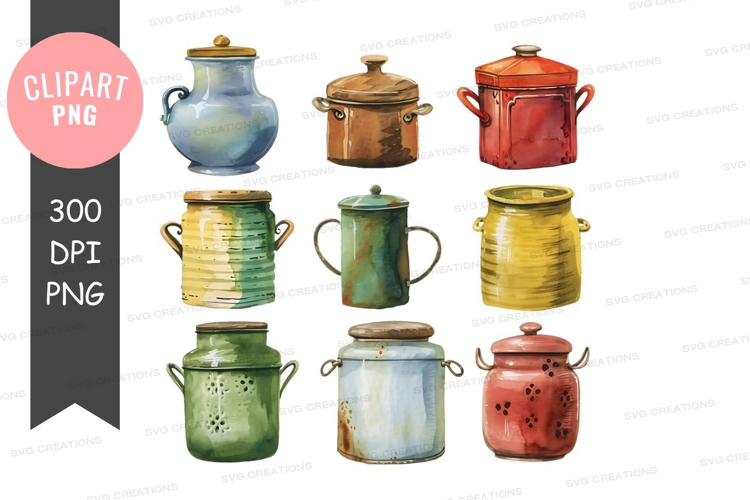 Collection of colorful ceramic jars