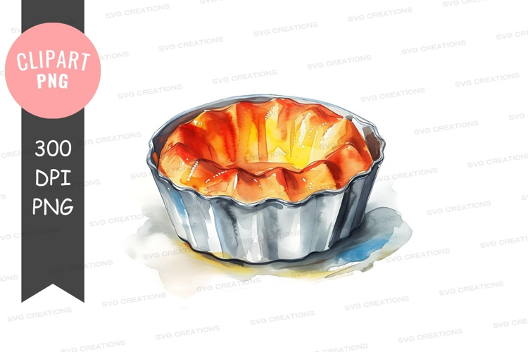 Delicious flan in a gray dish