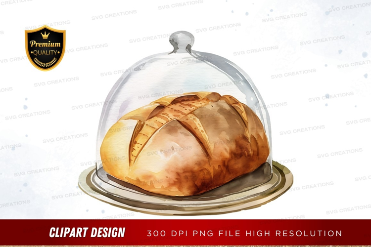 Fresh baked bread under a glass dome