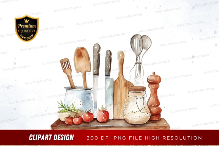 Kitchen utensils and ingredients