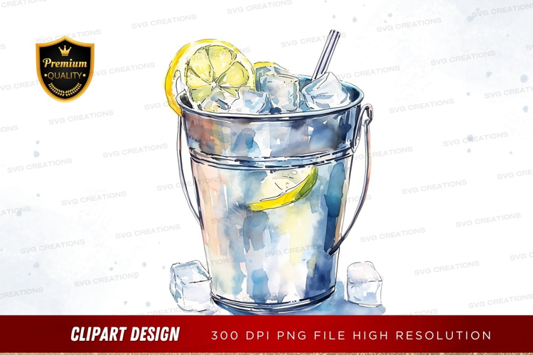 Refreshing lemonade in a metal bucket