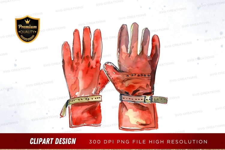 Red leather work gloves clipart png