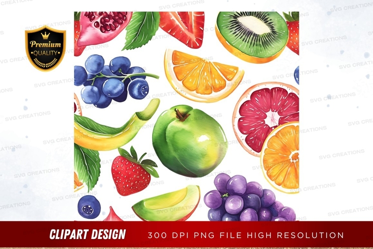 Vibrant fruit collection clipart png