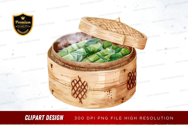 Bamboo steamer with vegetables