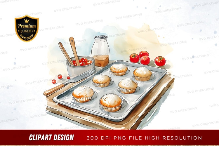 Freshly baked muffins with berries