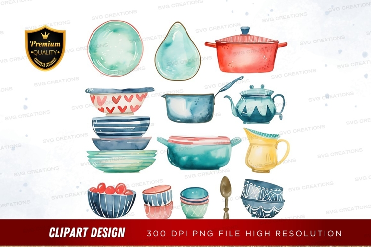 Colorful kitchenware clipart png