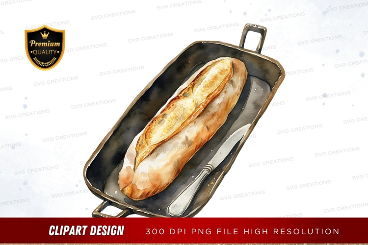 Fresh baguette on a tray