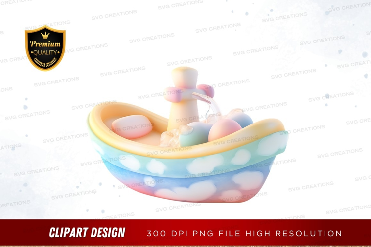 Whimsical boat with pastel elements