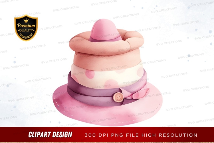 Pink and purple stacked hat clipart png
