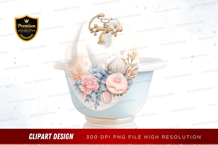 Elegant bath tub with floral design