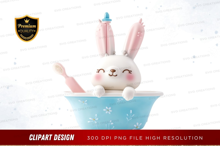 Playful bunny in a bath