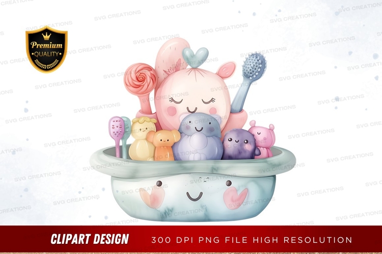 Playful bath time with friends clipart png