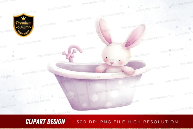 Bunny in a bathtub clipart png