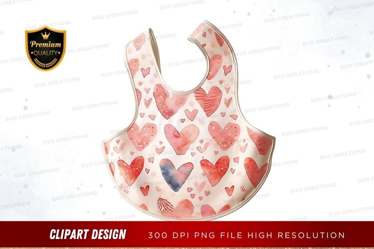 Watercolor heart pattern bib example image 1