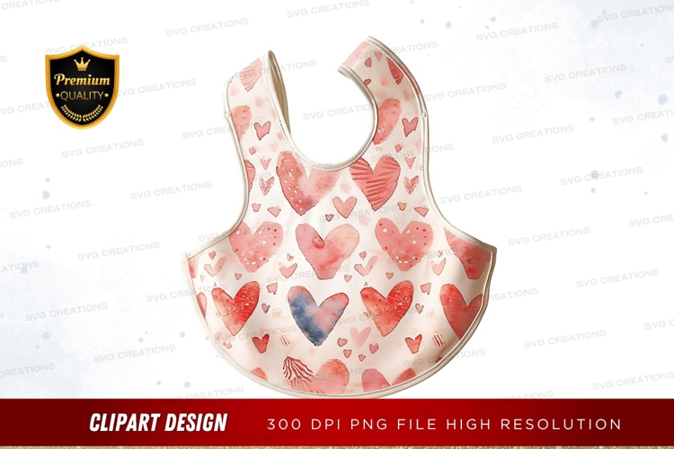 Watercolor heart pattern bib