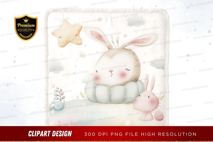 Whimsical bunny and friends