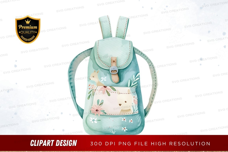 Cute pastel blue backpack with cat design