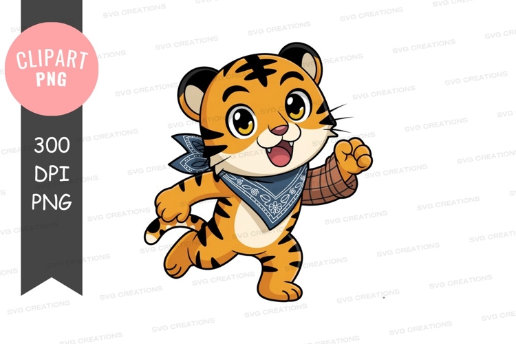 Playful tiger cub with ice cream