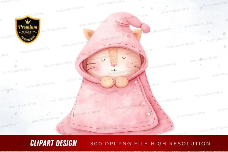 Cozy cat in pink hood example image 1