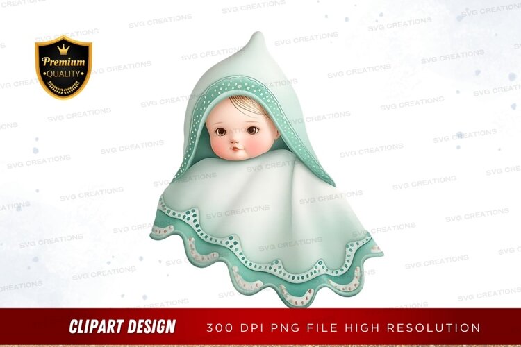Baby girl in green hood example image 1