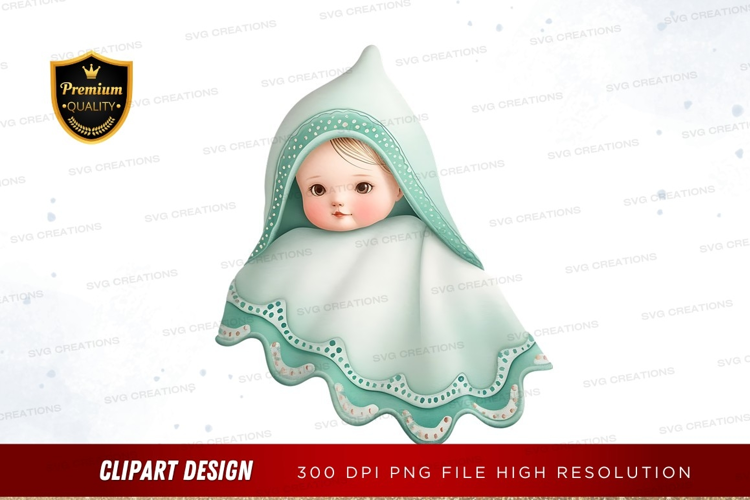 Baby girl in green hood