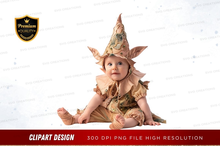 Baby in whimsical elf costume