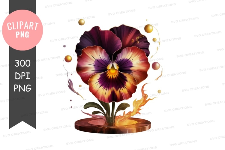 Vibrant flower with golden sparkles