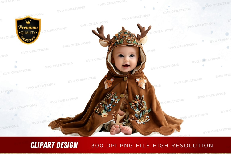 Baby in deer hooded cape