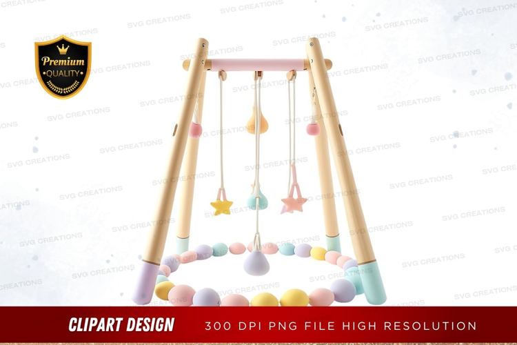 Pastel wooden baby activity gym