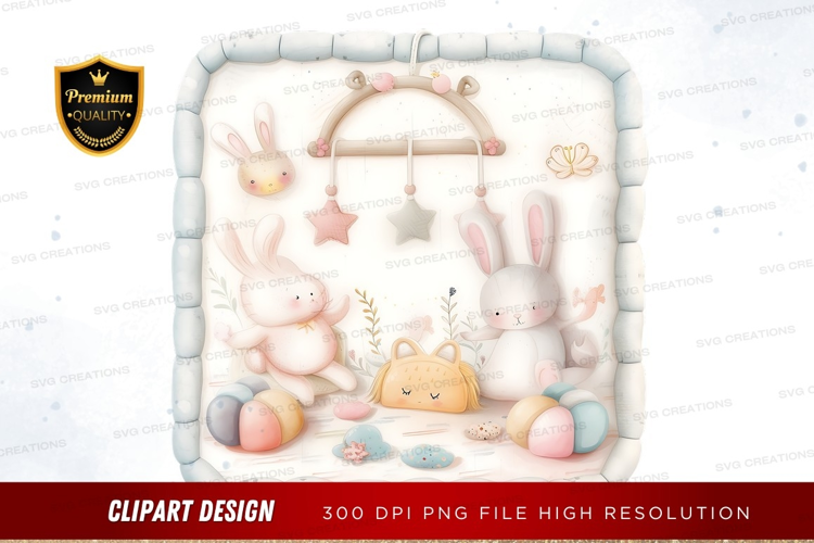 Playful bunnies in a nursery setting