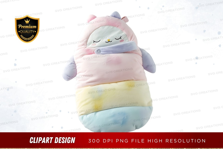 Sleepy squishmallow in pastel sleeping bag