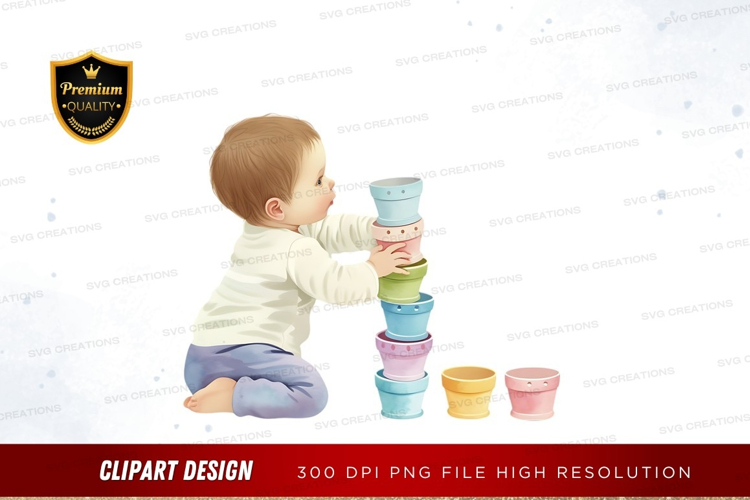 Baby playing with stacking cups