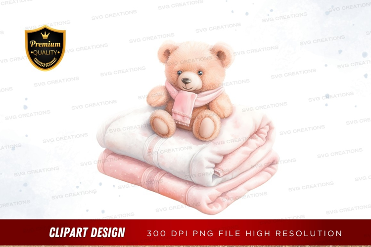 Cozy teddy bear with blanket