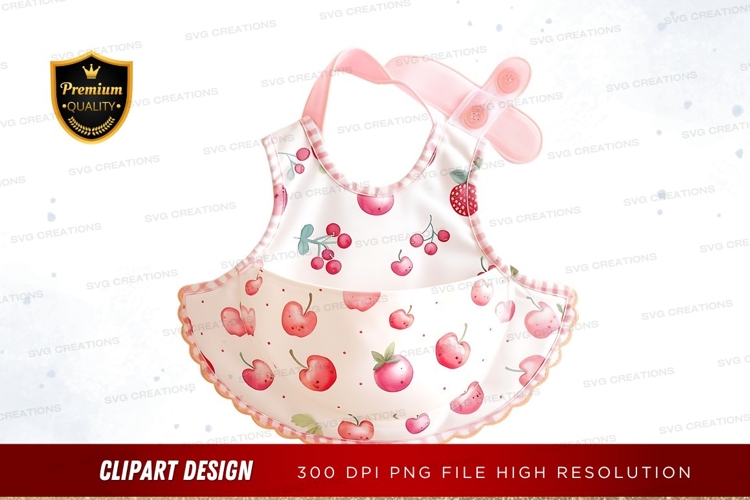 Cherry and apple patterned bib