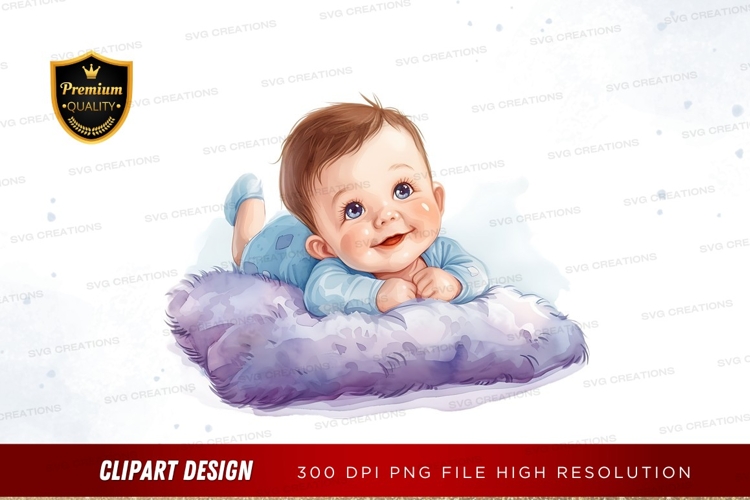 Happy baby on cloud clipart png