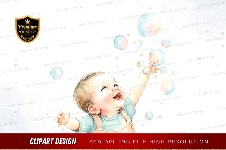 Baby playing with bubbles example image 1