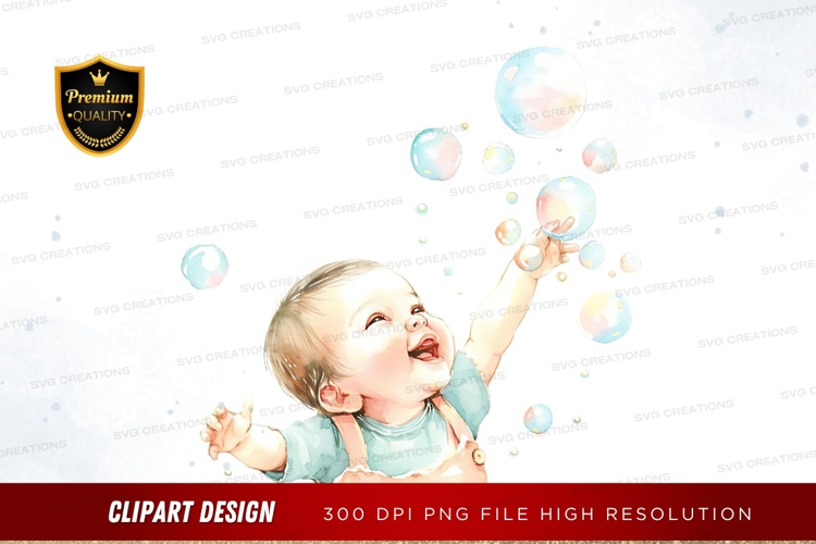 Baby playing with bubbles