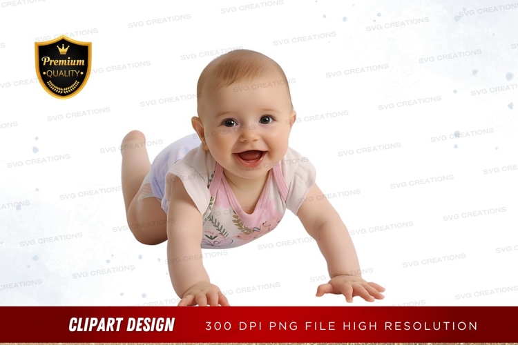 Happy baby crawling