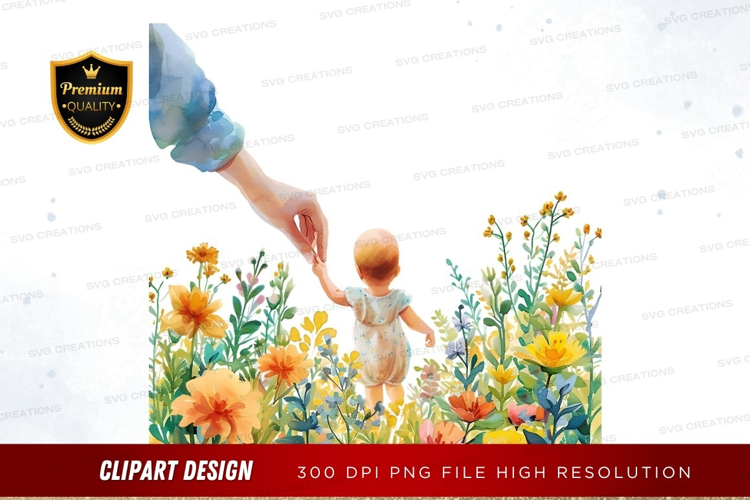Hand in hand in a flowery meadow