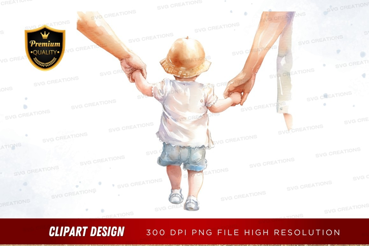 Child holding adult hands