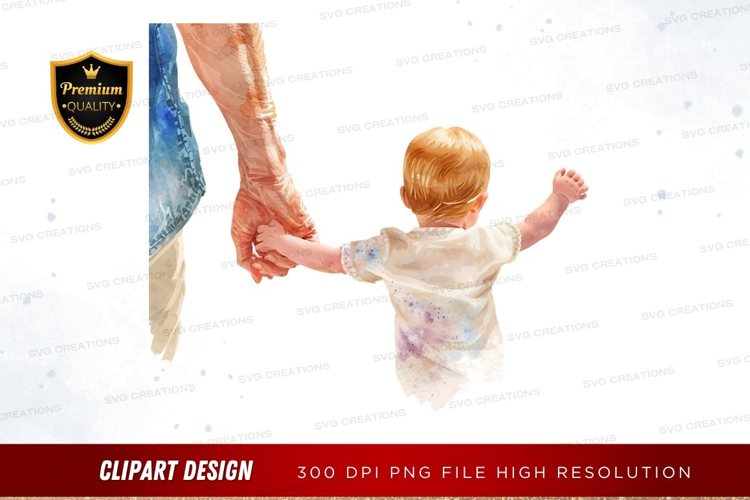 Mother and baby holding hands