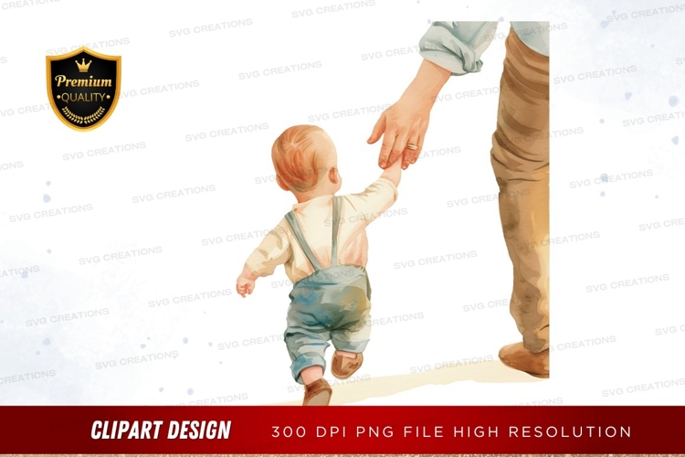 Baby learning to walk with adult
