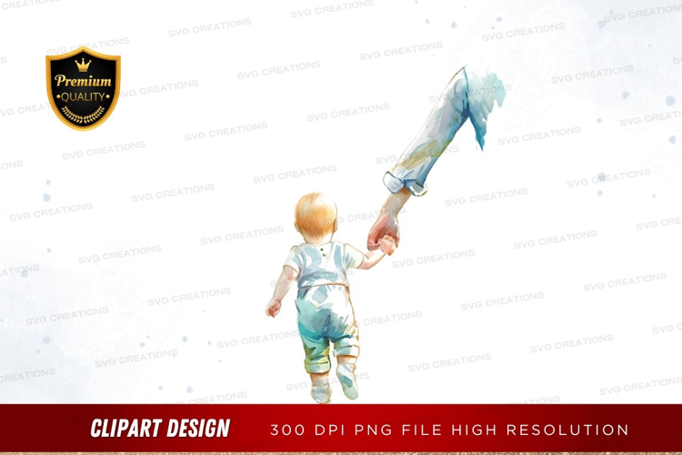 Father and child holding hands