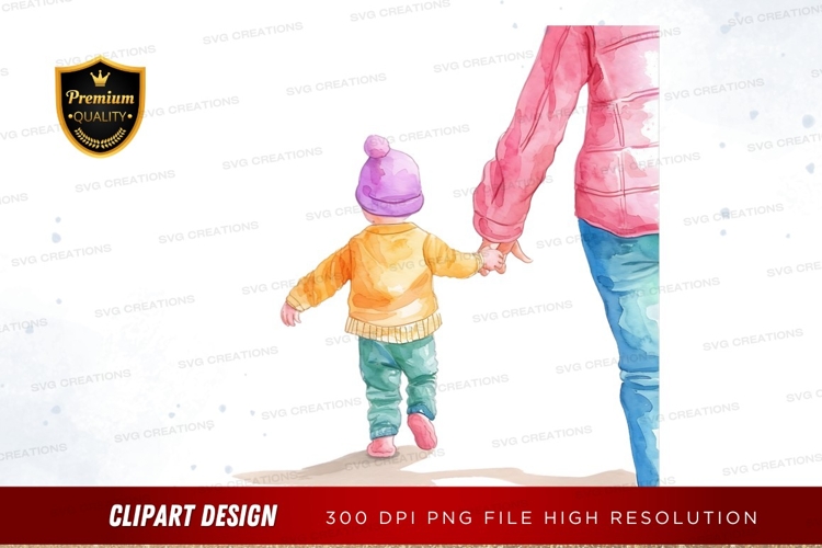 Mother and child holding hands
