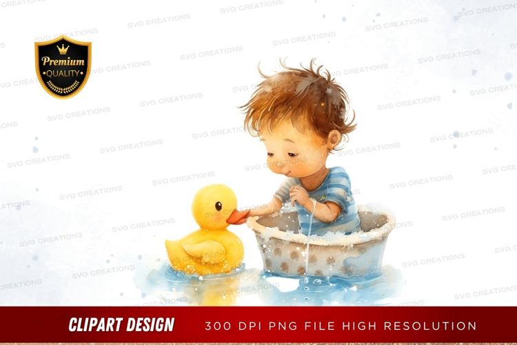 Bath time with duck