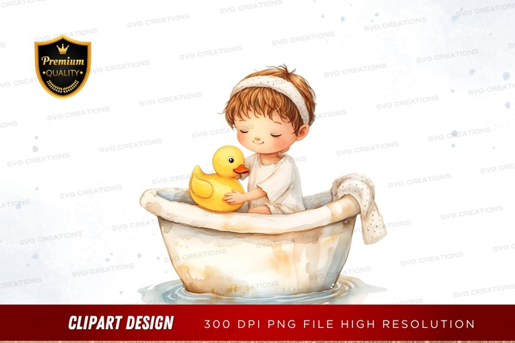 Bath time with duck
