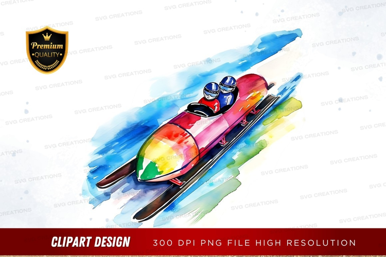 Bobsleigh athletes in action