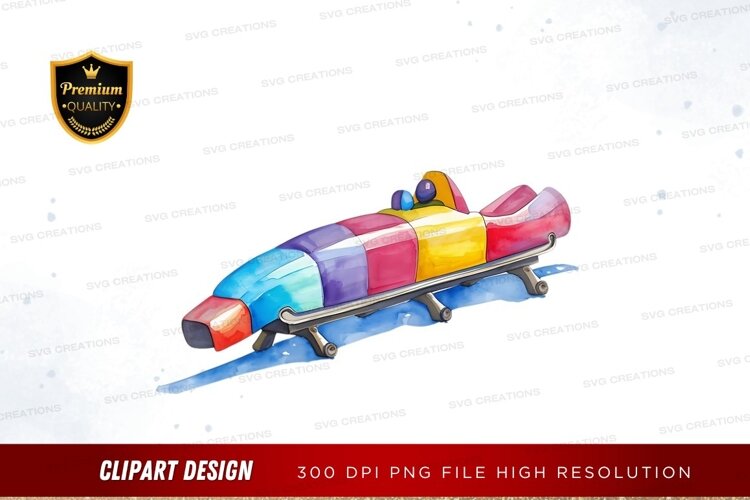 Colorful bobsled clip art example image 1