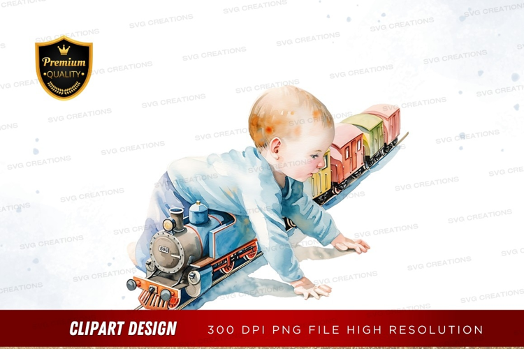 Child playing with toy train